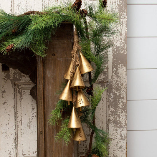 Hanging Cascade of Gold Tone Bells